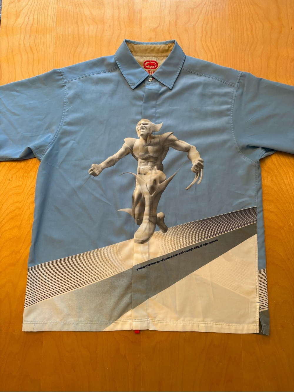 Light Blue Graphic Short-Sleeve Men's Shirt